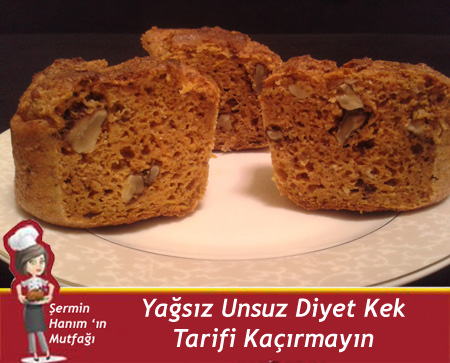Yağsız Unsuz Karatay Diyetine uygun şekersiz Kek Tarifi.