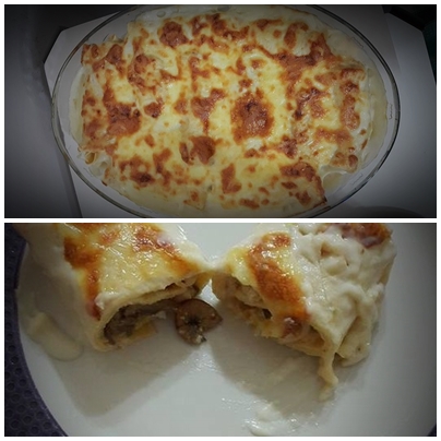 Beşamal Sos Eşliğinde Mantar ve Tavuklu Krep